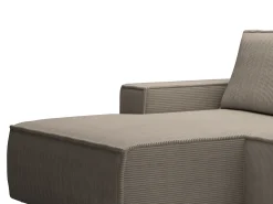 Pequeño Sofá cama rinconera izquierda de pana color beige AMELIA