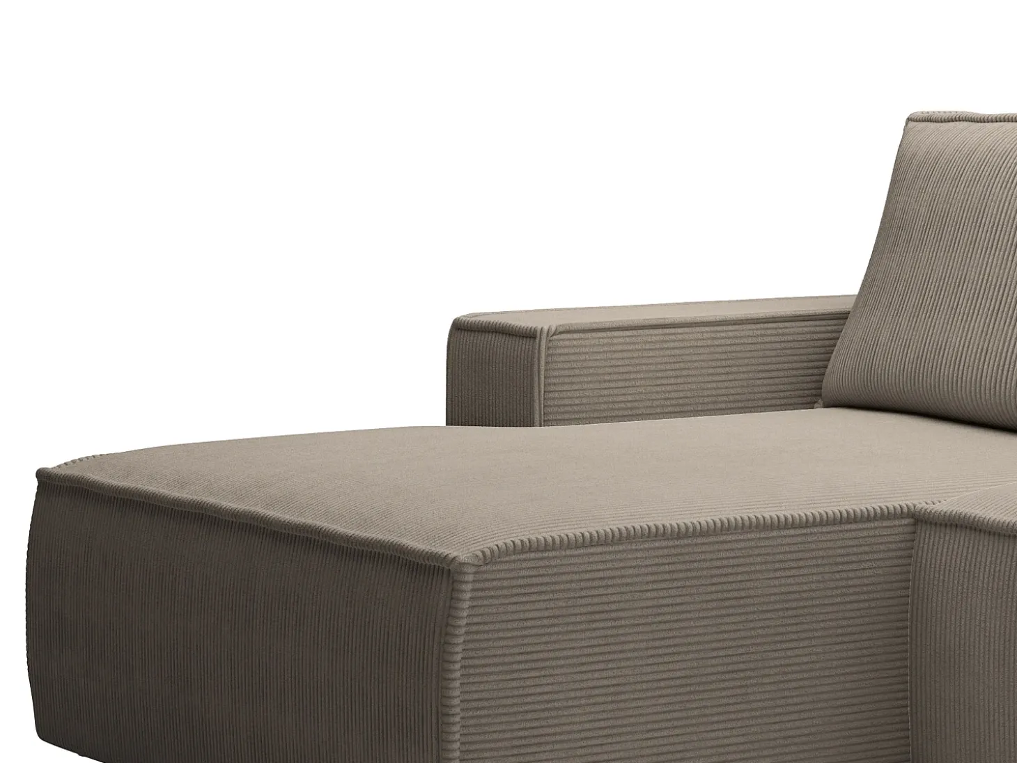 Pequeño Sofá cama rinconera izquierda de pana color beige AMELIA
