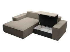 Pequeño Sofá cama rinconera izquierda de pana color beige AMELIA