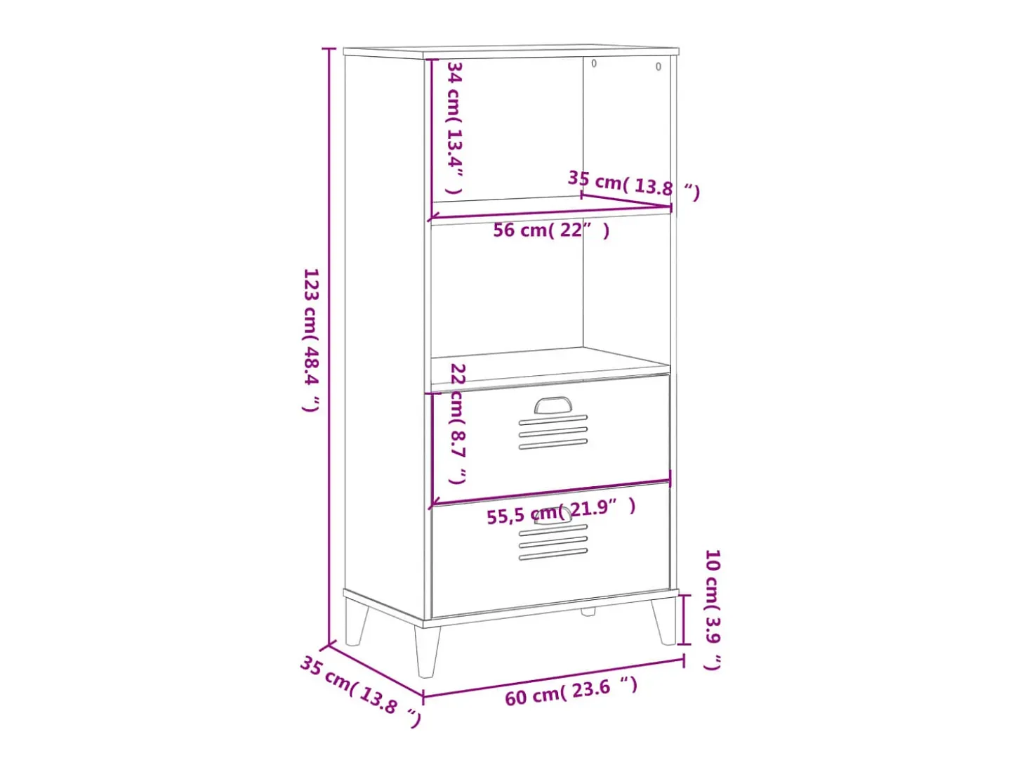 Peralyn Librería VIKEN madera de ingeniería negro 60x35x123 cm