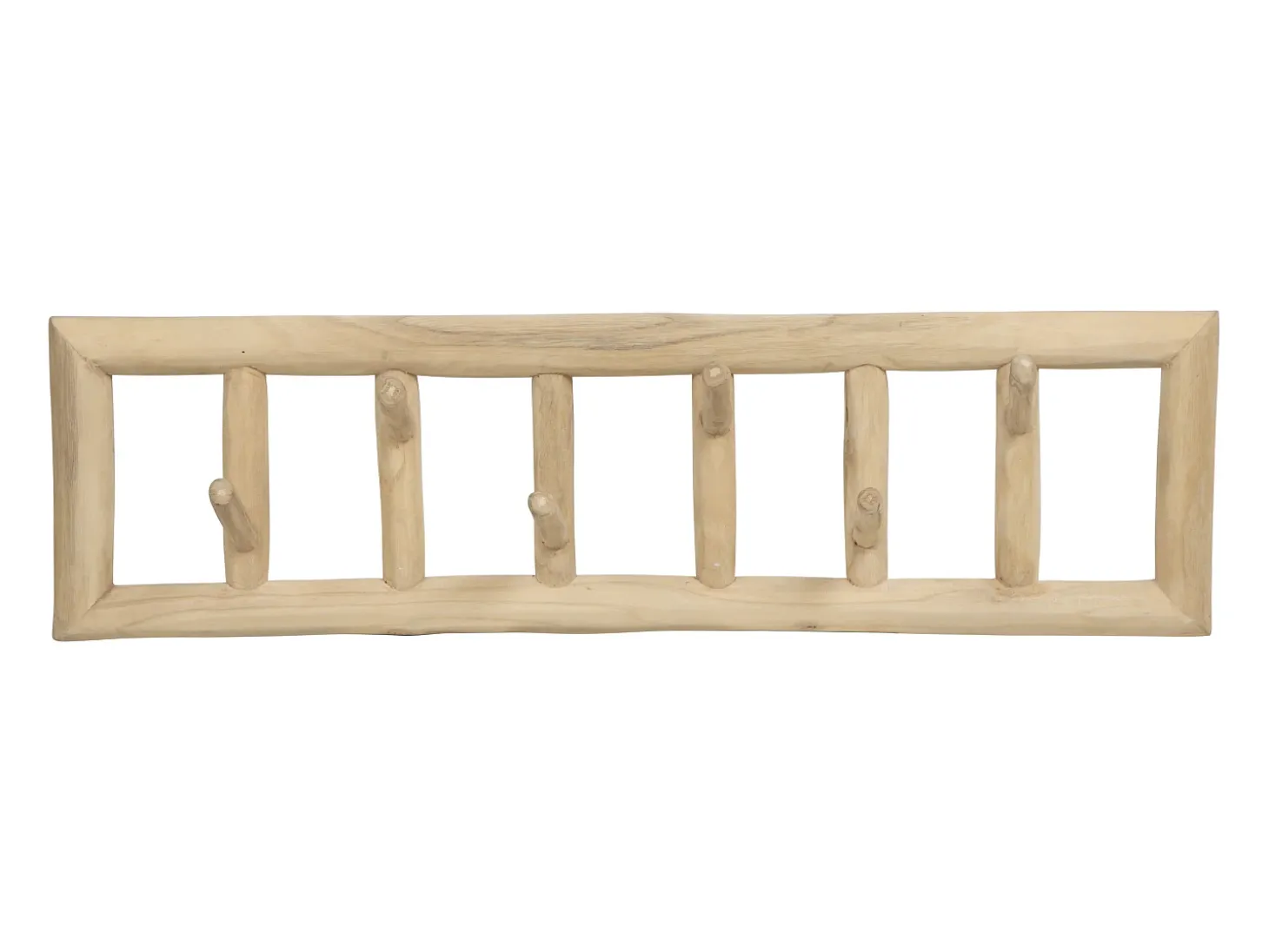 Perchero 6 ganchos de madera de teca - Ancho 70 x Prof. 11 x Alt. 20 cm - Color: natural - LIPALIA