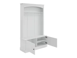 Perchero blanco de 2 puertas - Guardarropa con barra y estantes abiertos - Estantes regulables