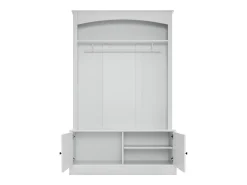 Perchero blanco de 2 puertas - Guardarropa con barra y estantes abiertos - Estantes regulables
