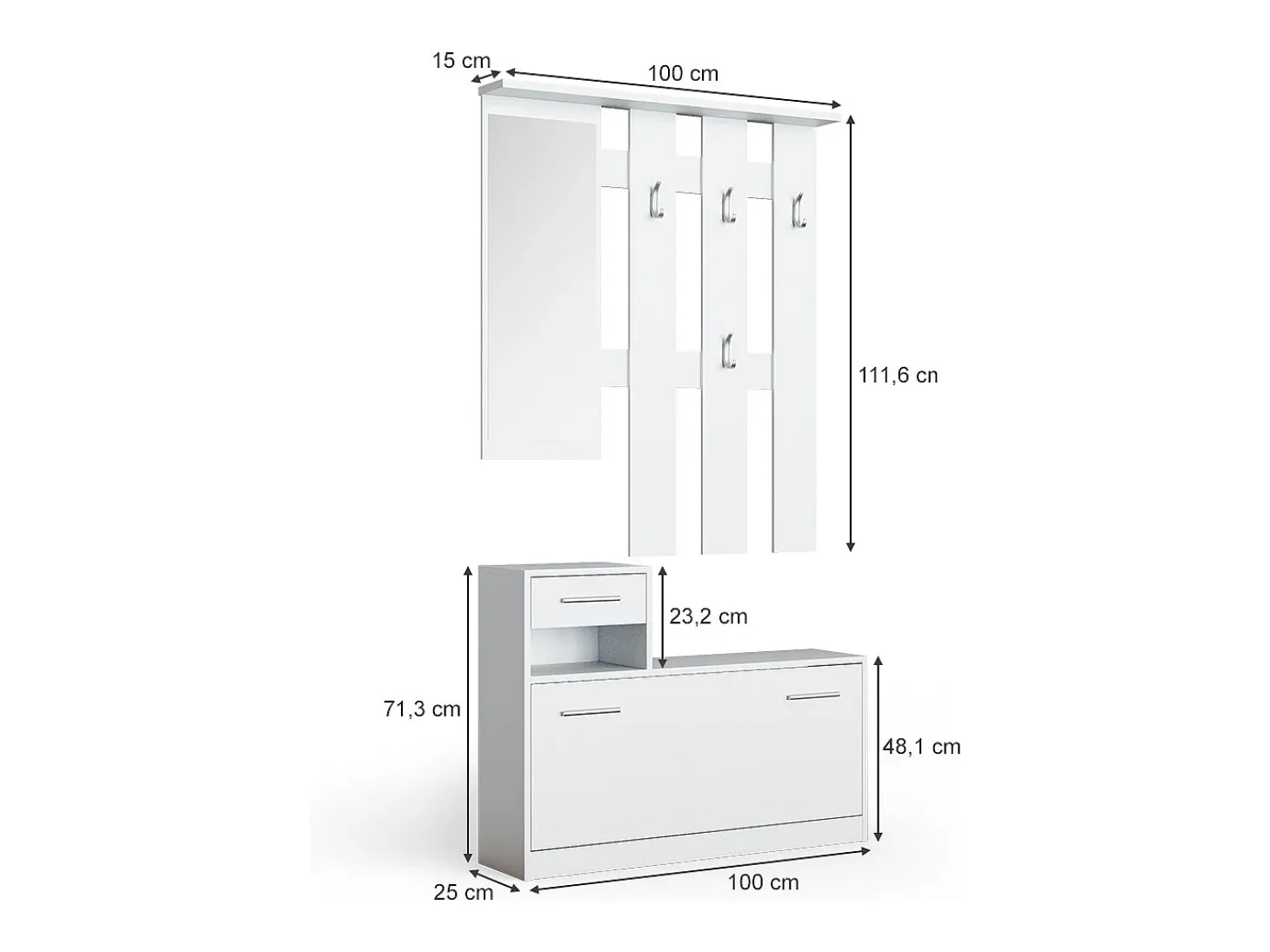 Perchero blanco 25x100x191 billy