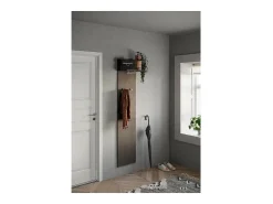Perchero colgante KEY – 1 estante – Ganchos integrados – Marrón – Diseño moderno