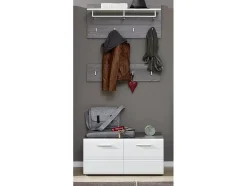 Perchero con 4 ganchos de melamina blanco y gris Bezzi