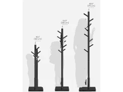 Perchero de madera maciza Parya Home con forma de árbol y 8 ganchos estructura de madera de caucho negra