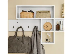 Perchero de pared con 5 compartimentos y 4 ganchos Estante de pared Pasillo 110 x 15 x 53 cm Blanco FHK17-W SoBuy ES