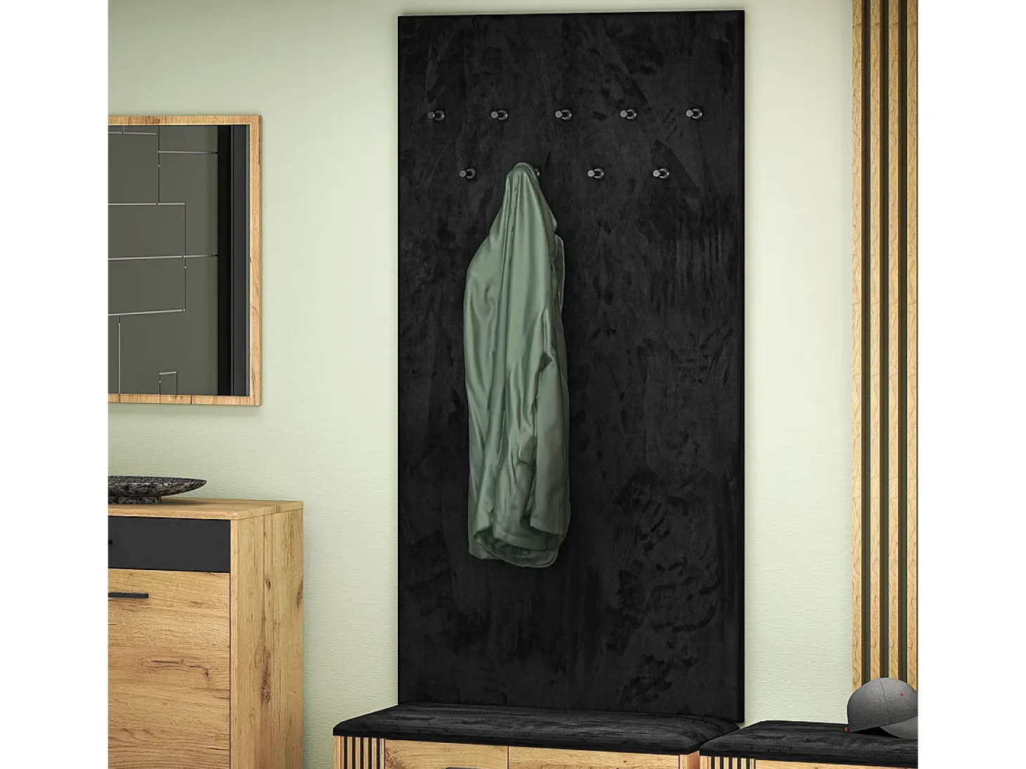 Perchero de pared con 9 ganchos Nilo Madera