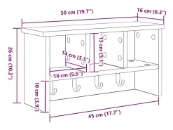 Perchero de pared con estante roble Sonoma 50 x 16 x 26 cm