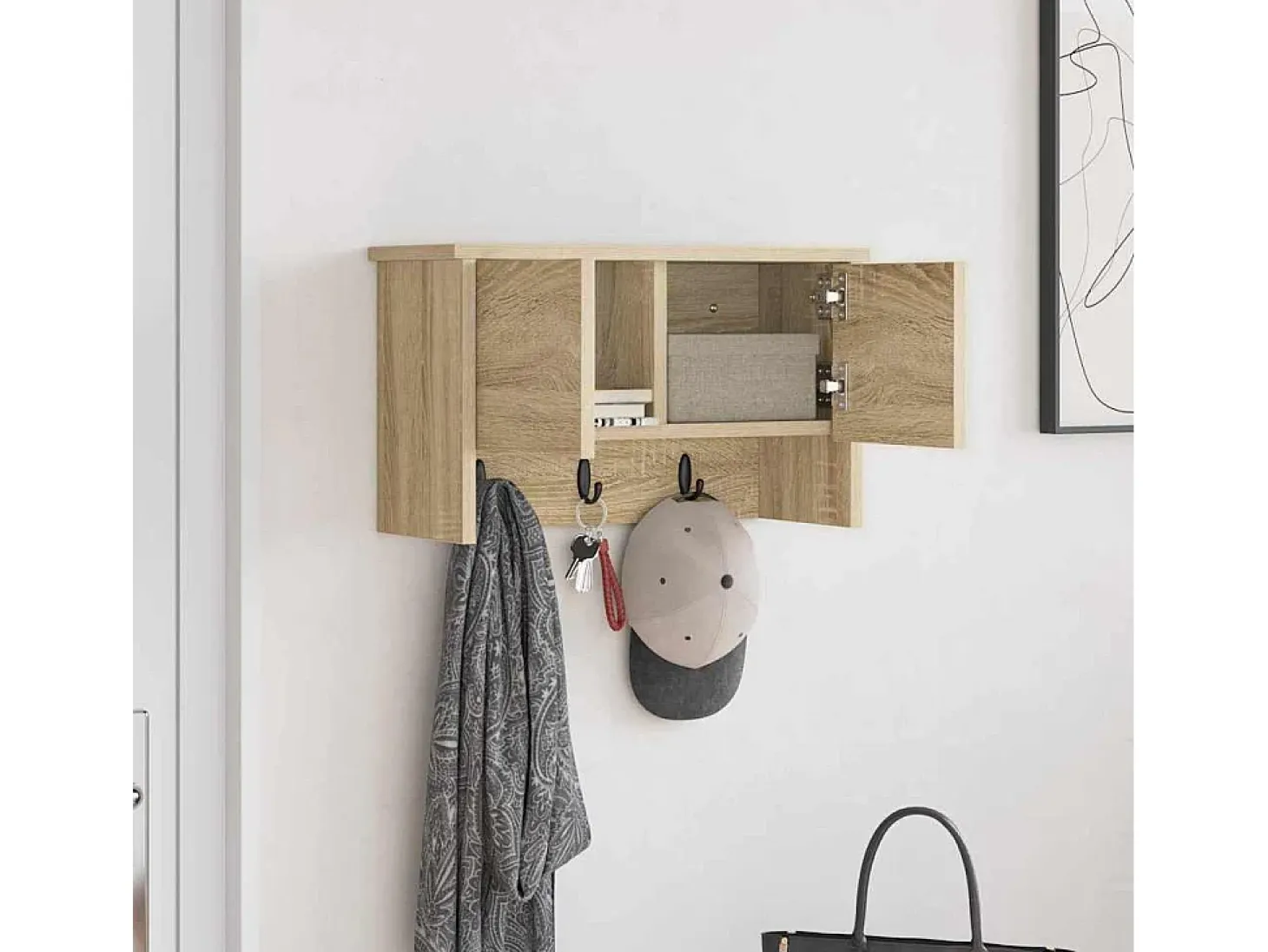 Perchero de pared con estante roble Sonoma 50 x 20 x 30 cm