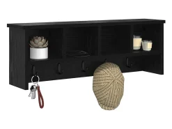 Perchero de pared con estante Roble negro 75 x 16 x 26 cm