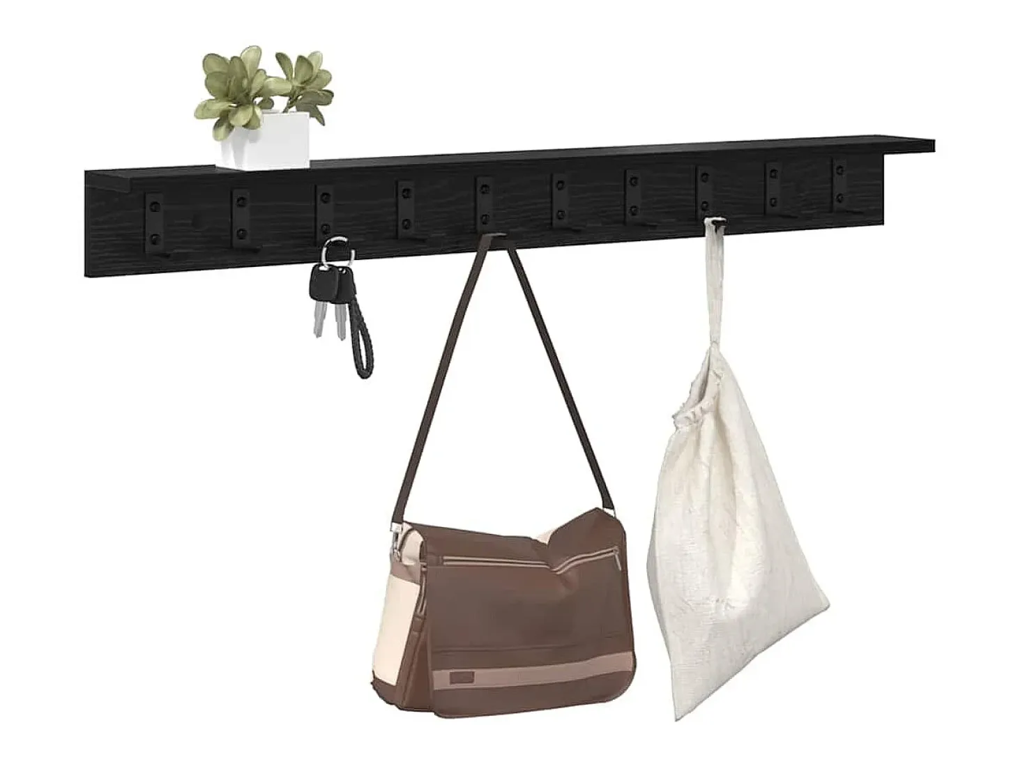 Perchero de pared de roble negro 100 x 10,5 x 10,5 cm