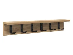 Perchero de pared de roble hecho a mano 60 x 10,5 x 10,5 cm