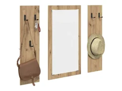 Perchero de pared de roble hecho a mano 96 x 1,5 x 90 cm