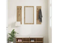 Perchero de pared de roble hecho a mano 96 x 1,5 x 90 cm