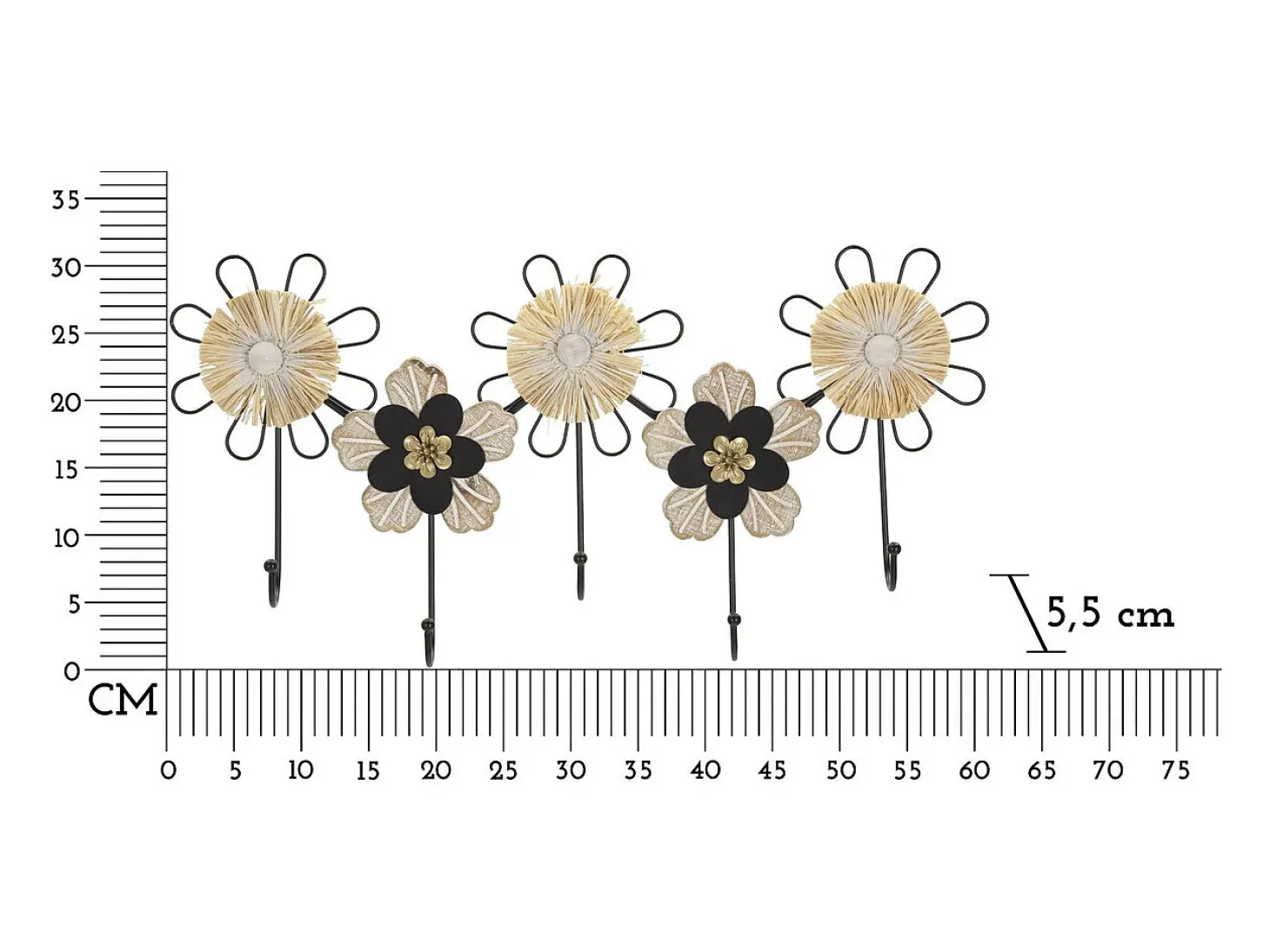 Perchero de Pared Flores 1, Marrón, 61x5,5x30,5 cm, Kendra Home