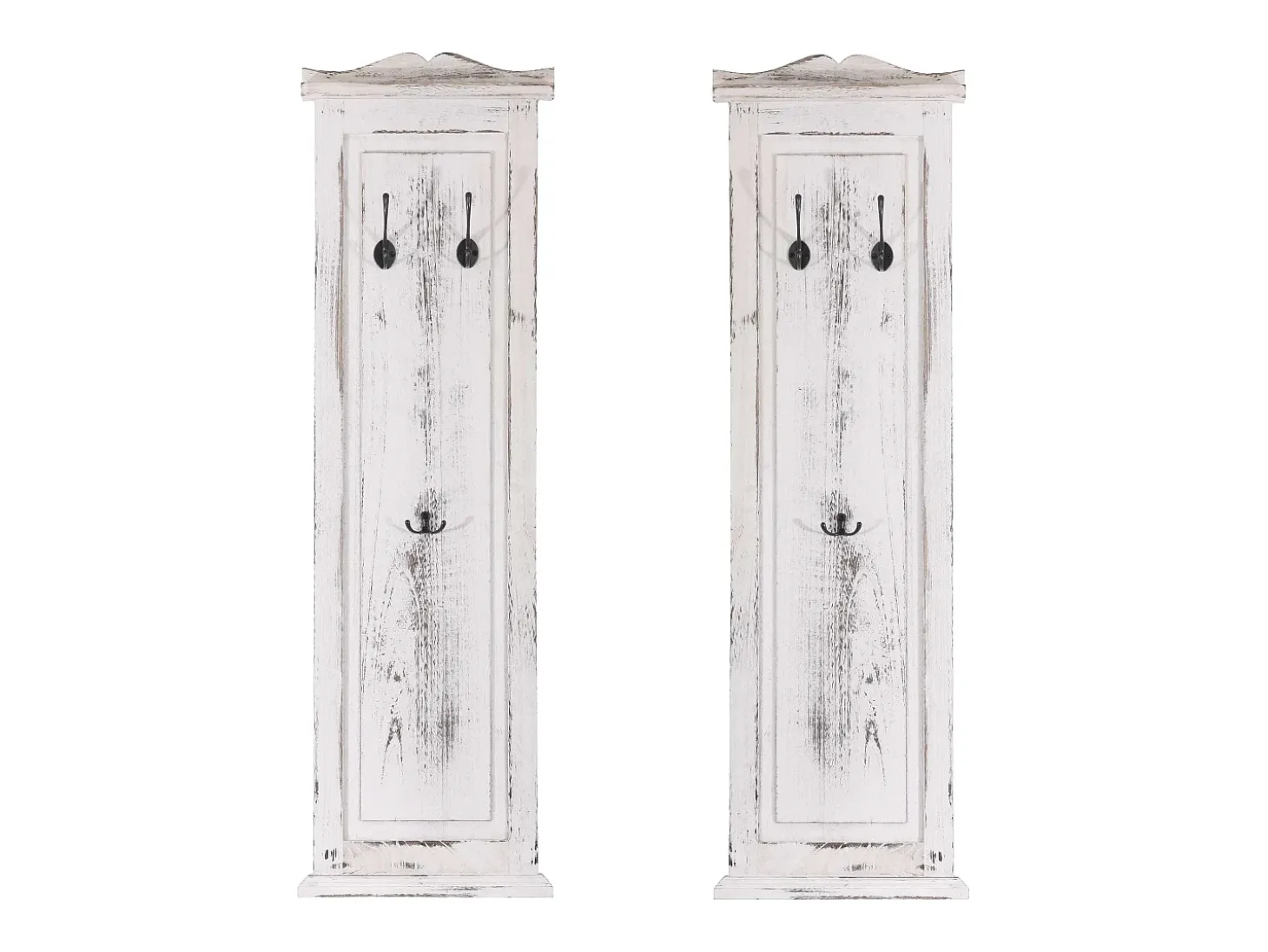 Perchero de pared H33 (juego de 2), blanco desgastado