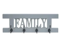 Perchero de pared MCW-C60 Family Shabby look, gris-azul