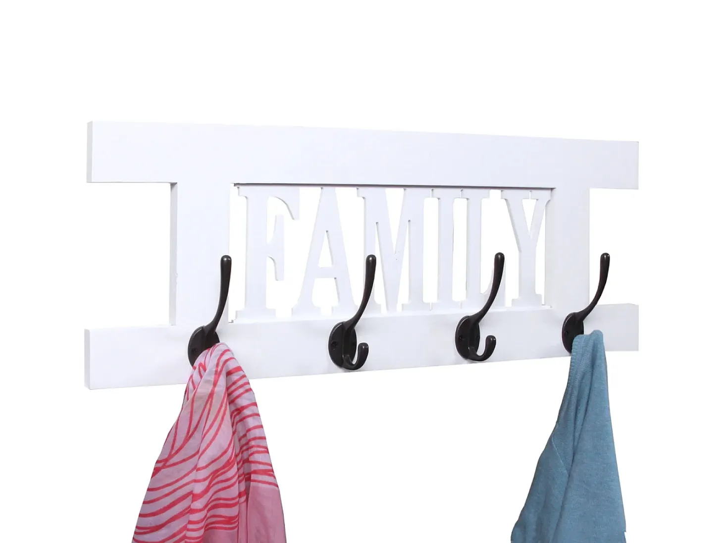 Perchero de pared MCW-C60 Family Shabby look, lacado blanco