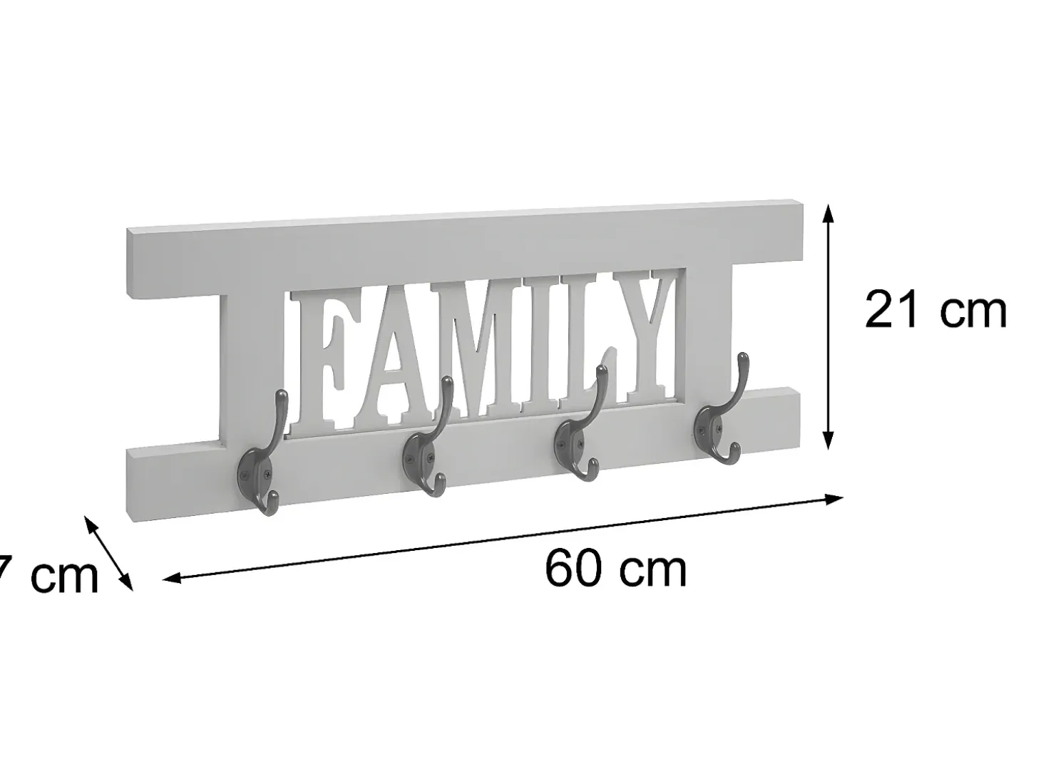 Perchero de pared MCW-C60 Family Shabby look, lacado blanco