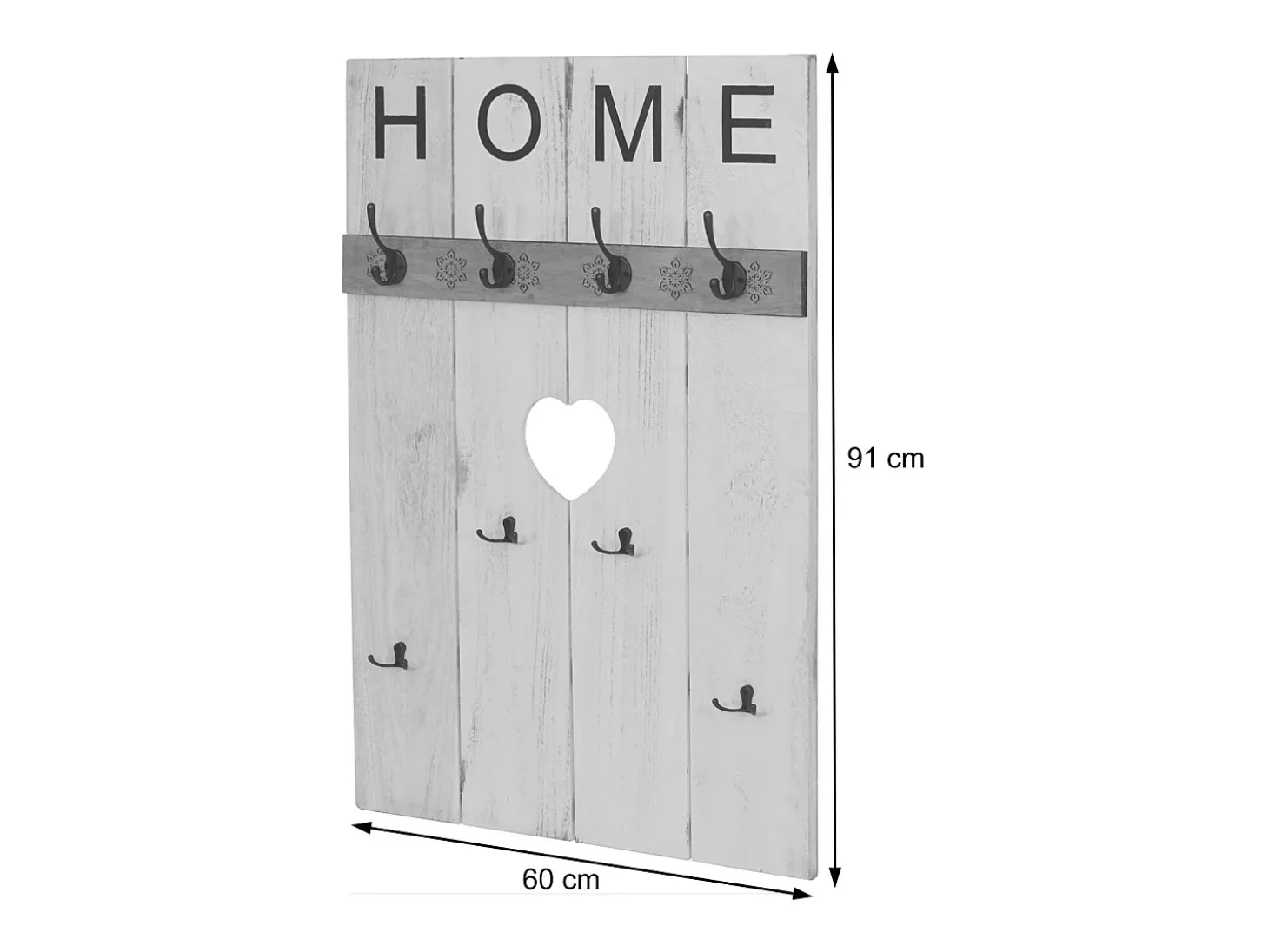 Perchero de pared MCW-C89 Home Shabby-Look, marrón, desgastado