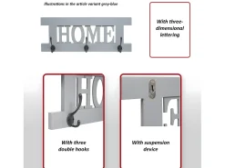 Perchero de pared MCW-C60 Home Shabby look, gris oscuro