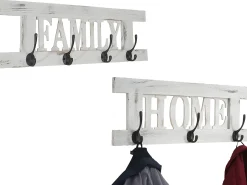 Perchero de pared MCW-C60 Shabby (2 piezas), blanco, shabby