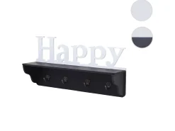 Perchero de pared MCW-D41 Happy 4 ganchos, blanco/negro
