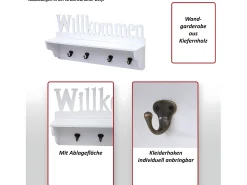 Perchero de pared MCW-D41 Welcome 4 ganchos, blanco