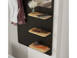 Perchero de pared negro/roble 70x15x150 jochen
