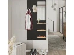 Perchero de pared negro/roble 70x15x150 jochen