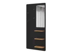 Perchero de pared negro/roble 70x15x150 jochen