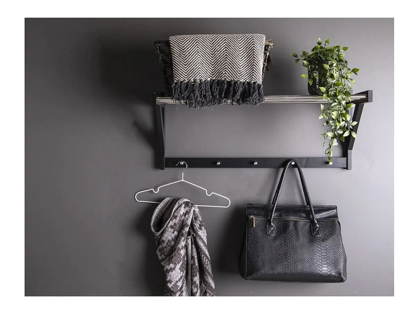 Perchero de Pared Padova, Negro, 78x32x34 cm, Kendra Home