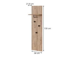 Perchero de pared roble dorado 36x21.6x135 siri