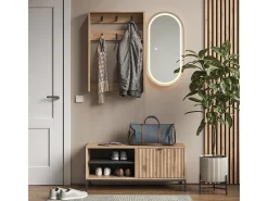 Perchero de pared roble vikingo 60x12.1x85 eliza