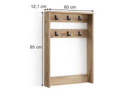 Perchero de pared roble vikingo 60x12.1x85 eliza