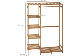 Perchero de ropa madera natural 90x30x145 cm HOMCOM