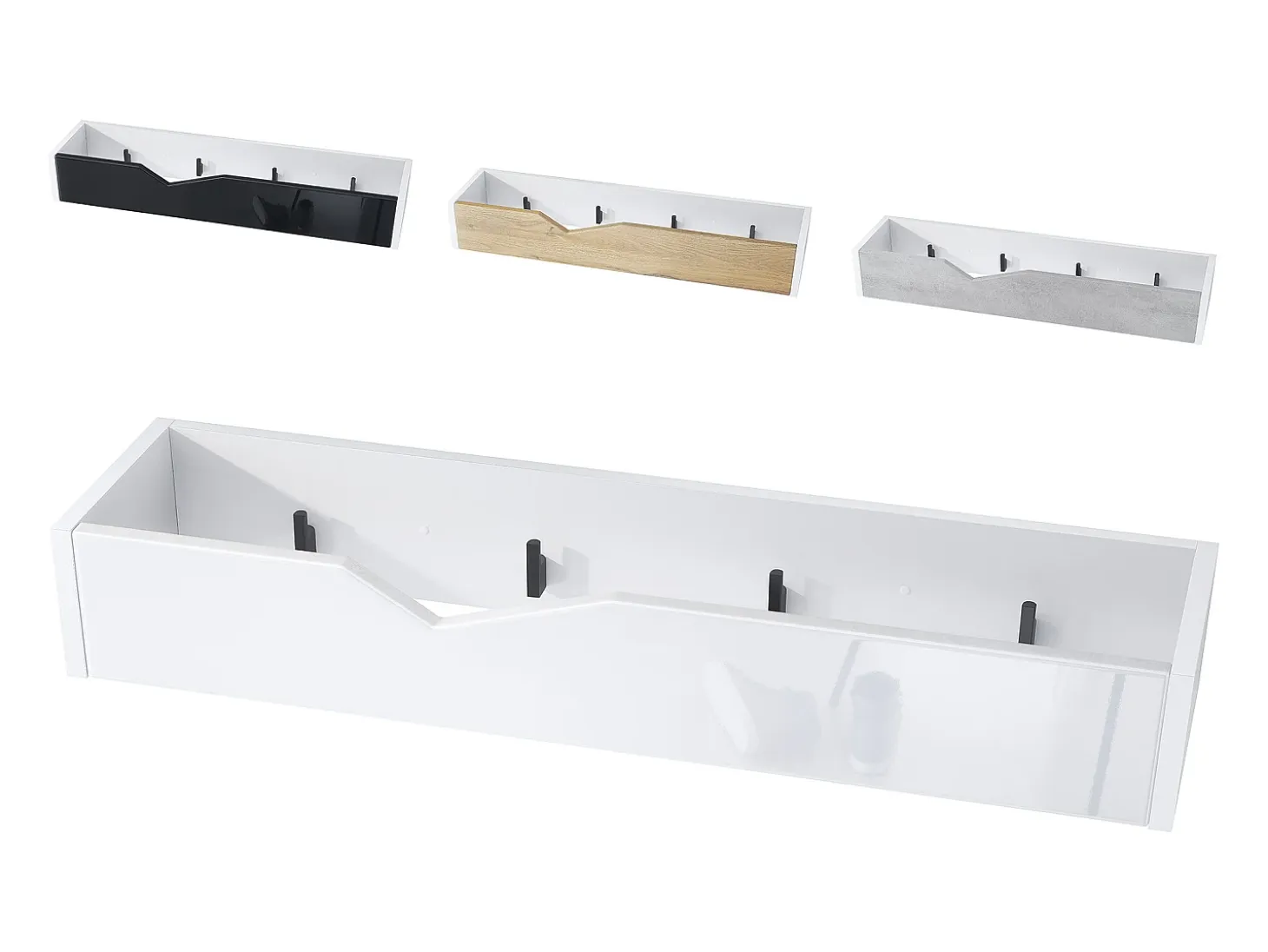 Perchero gancho de pared panel para colgar ropa Kolmio, cuerpo en blanco mate, frente en burdeos de alto brillo 83,5 x 12,5 x 21 cm