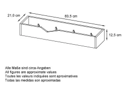 Perchero gancho de pared panel para colgar ropa Kolmio, cuerpo en blanco mate, frente en roble natural 83,5 x 12,5 x 21 cm
