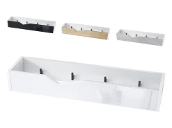 Perchero gancho de pared panel para colgar ropa Kolmio, cuerpo en blanco mate, frente en roble natural 83,5 x 12,5 x 21 cm