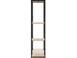 Perchero Lola con banco 3 estantes, color roble/negro, 167 cm altura