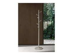 Perchero moderno mod. 413 herrajes en cromo satinado lacado visón, 190 cm(alto)37 cm(anch