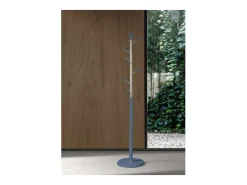 Perchero moderno mod. 413 herrajes en cromo satinado lacado azul, 190 cm(alto)37 cm(ancho)
