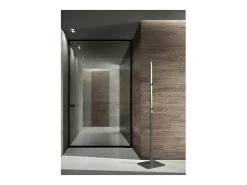 Perchero moderno mod. 428 herrajes en cromo satinado lacado gris, 180 cm(alto)34 cm(ancho)