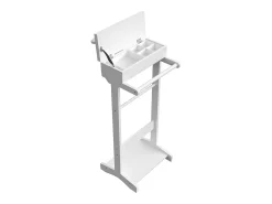 Perchero portátil con almacenaje, diseño multifuncional, MDF y madera maciza, blanco (44x36,5x110 cm)