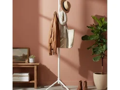 Perchero Reki Entrada 8 Colgadores Blanco Madera 44x172x44 cm