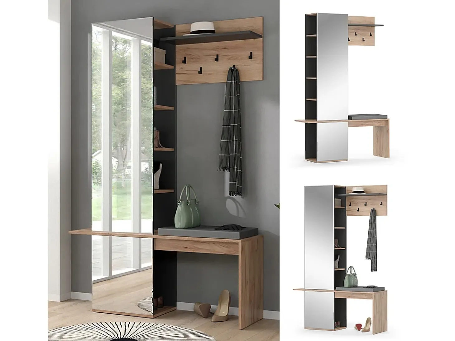 Perchero roble dorado 120x40x190 adeline