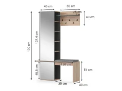 Perchero roble dorado 120x40x190 adeline