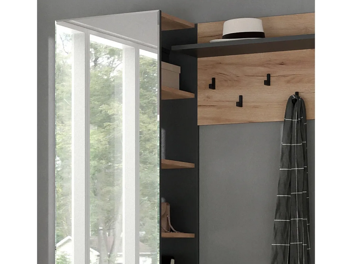 Perchero roble dorado 120x40x190 adeline
